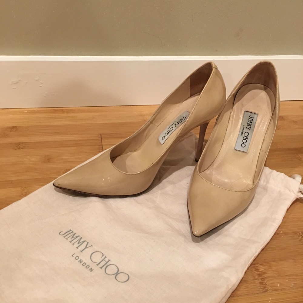 Jimmy Choo patent high heels 4.75”